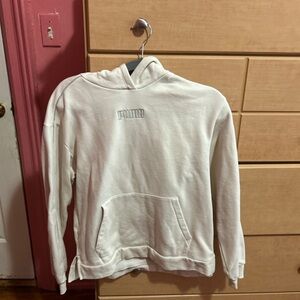 Puma Off-White Pullover Hoodie with Embroidered Logo